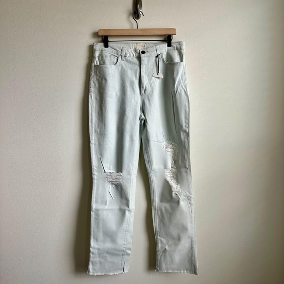 Current/Elliott Denim - Current Elliott Jeans Womens 31 Distressed Straight Leg Raw Hem Ripped Denim Pan